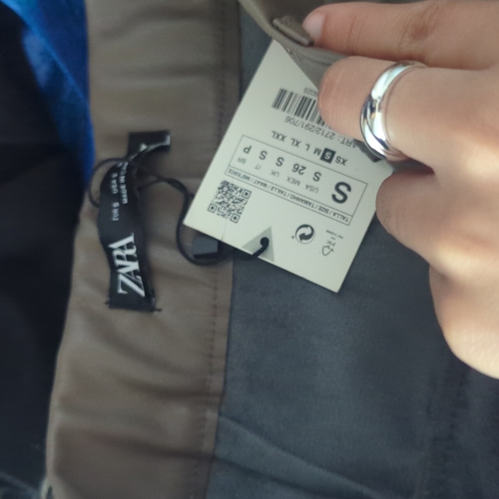 NWT olive Zara leather shorts size S